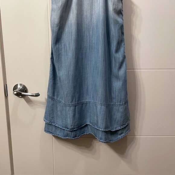 Bella Dahl Side Stripe Sleeveless Racerback Chambray Mini Dress Blue Small - Picture 12 of 16